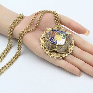 Accesocraft Picardie Royal Coat Of Arms Of France Three Red Lion Brooch Necklace
